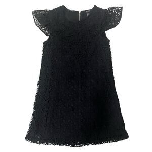 Forever 21 Girls Black Dress Top Crochet lace side linings Size 5/6